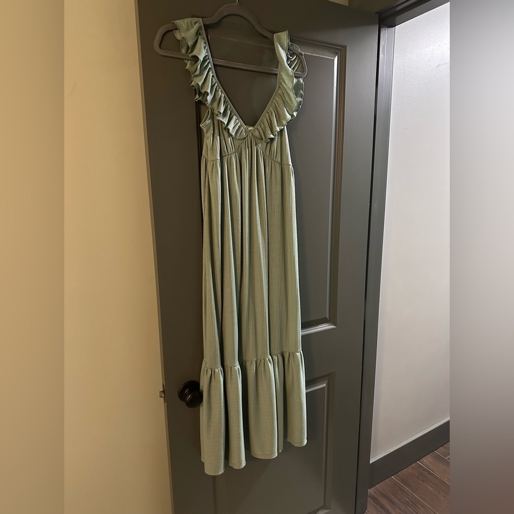 Green Ruffle Maxi Dress